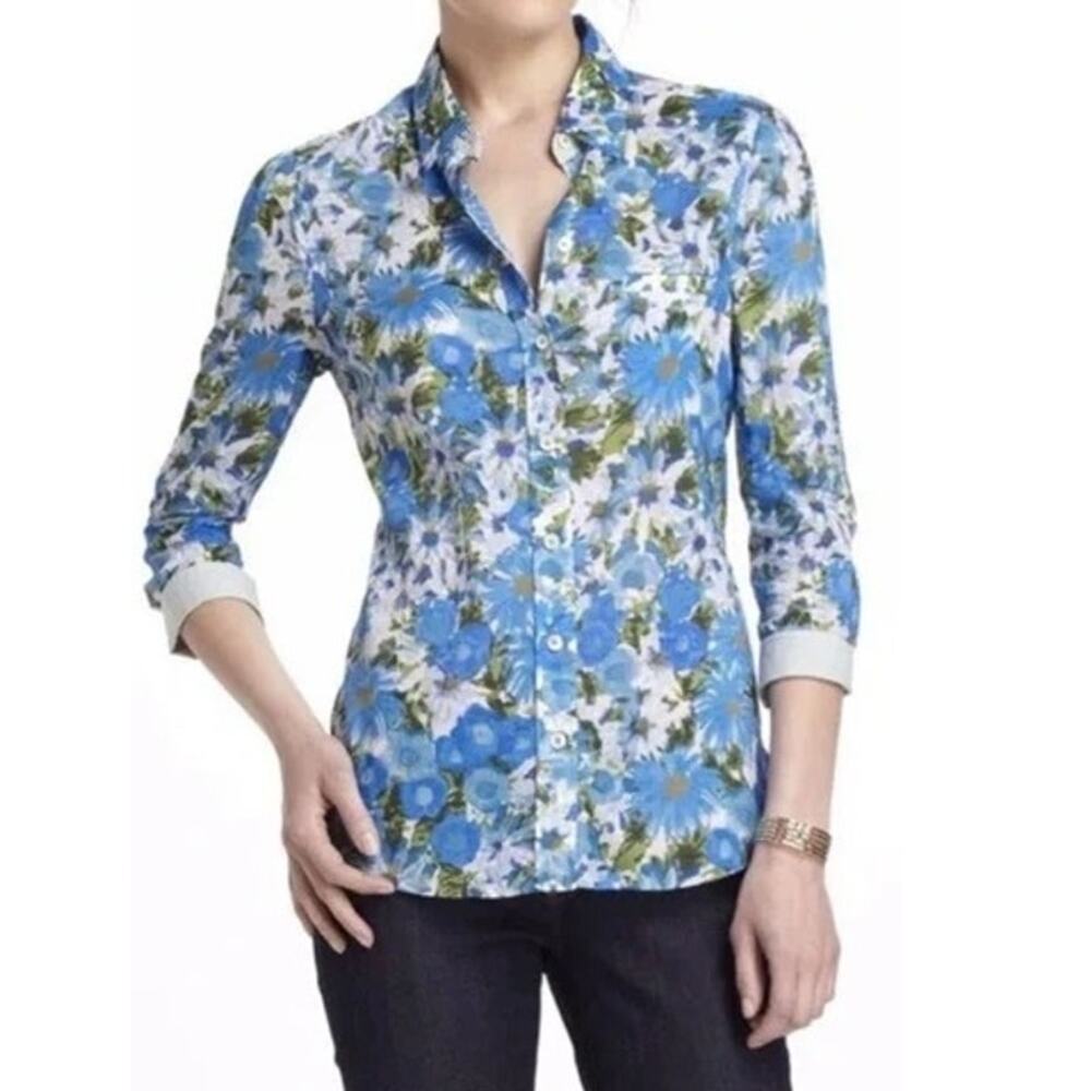 HD in Paris Hanalei Anthropologie floral print button-down shirt Size 4
